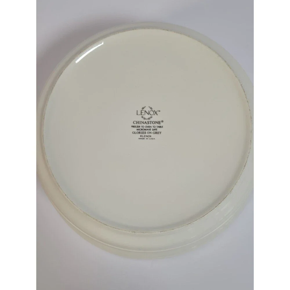 Lenox Glories on Grey Chinastone 2 Qt Covered Casserole Dish Lid USA 9 5/8